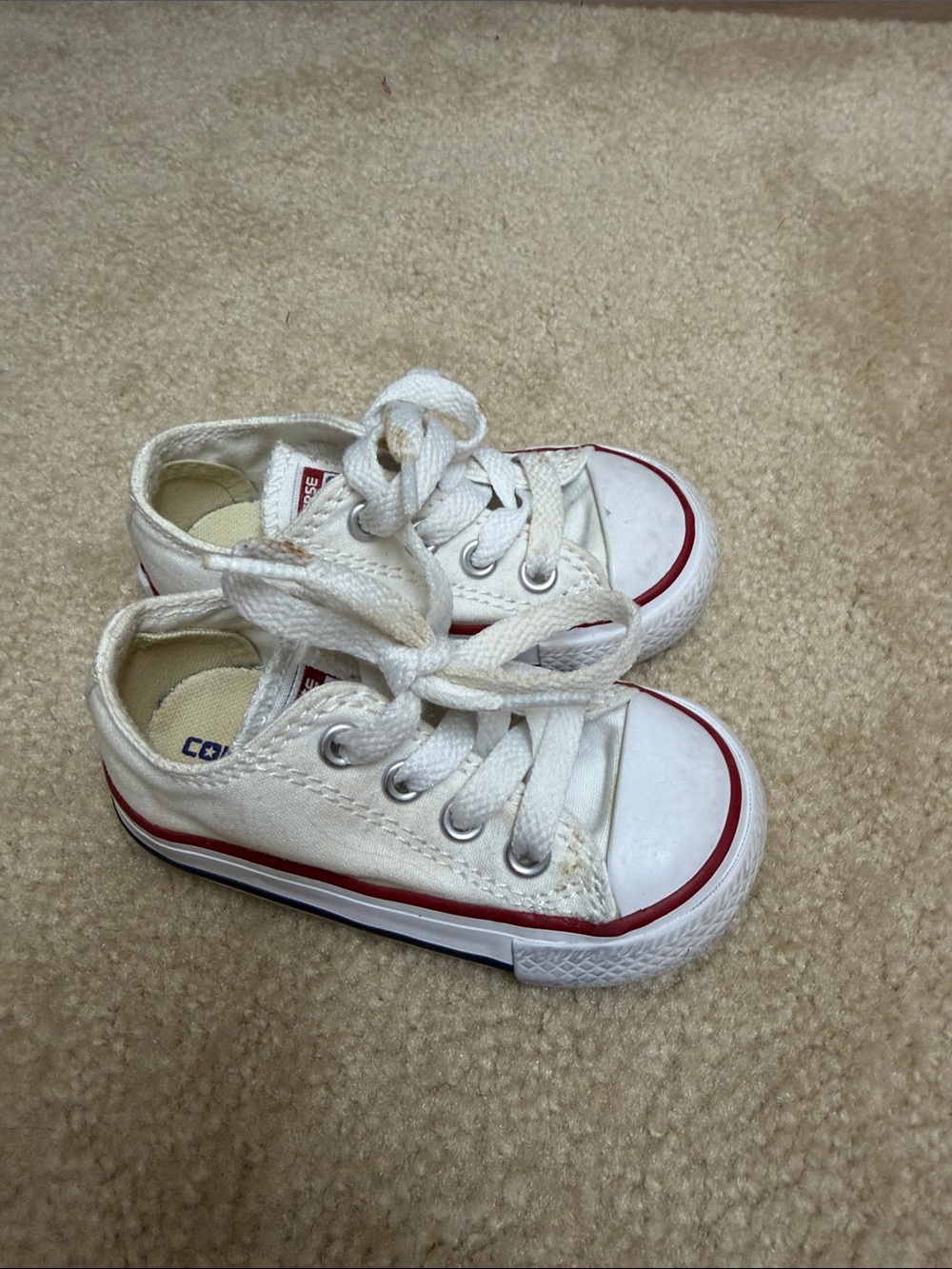 Kids White Canvas Lace-Up Sneakers